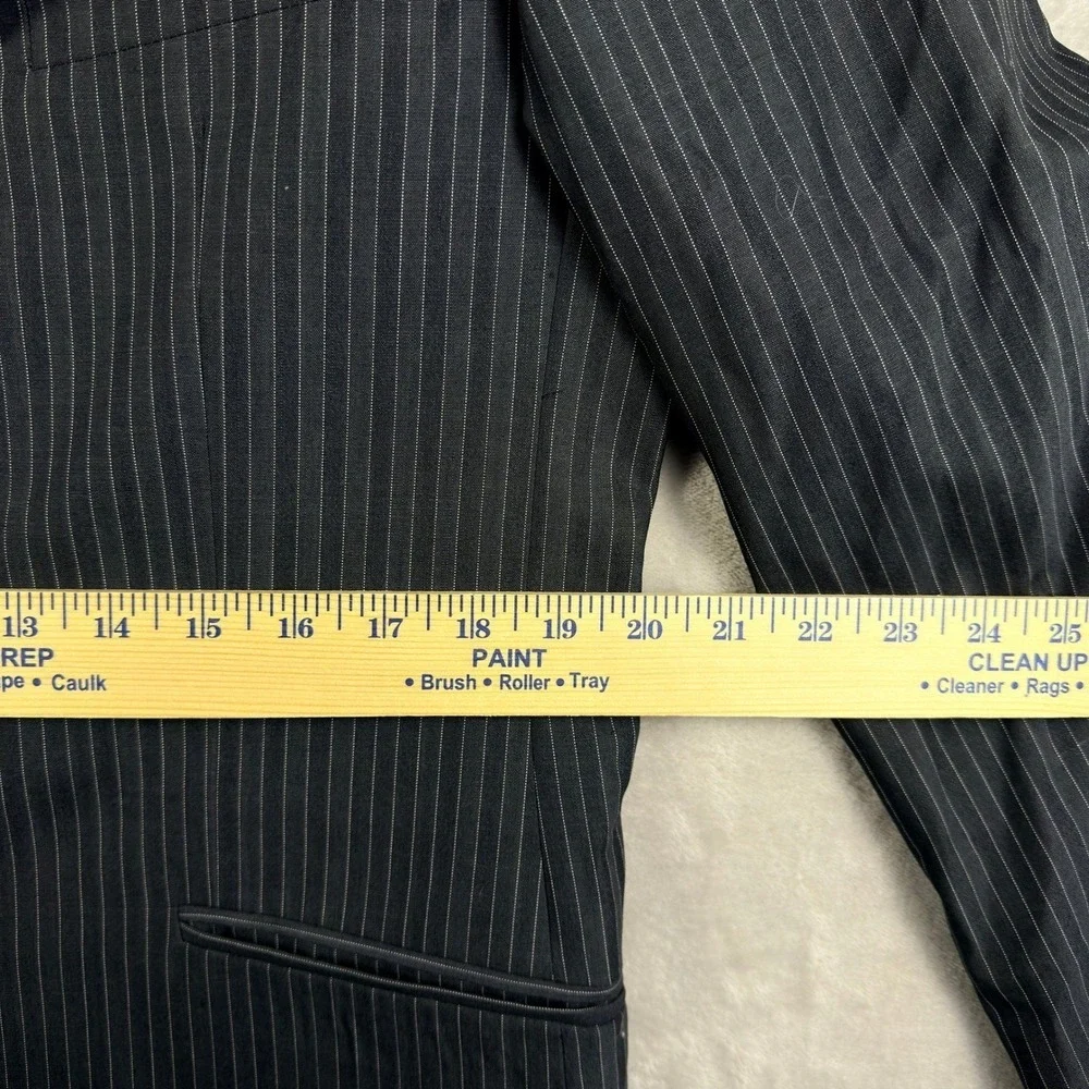 Versace Collection Blazer Mens 40R Pinstripe Wool Peak Lapel Dark Grey